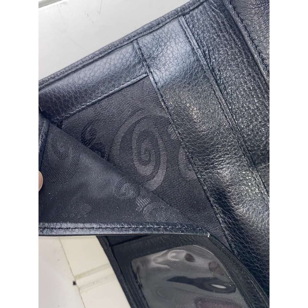Brighton Black Leather Wallet Embossed‎ Heart Details Croc Flap Convertible - Picture 6 of 13